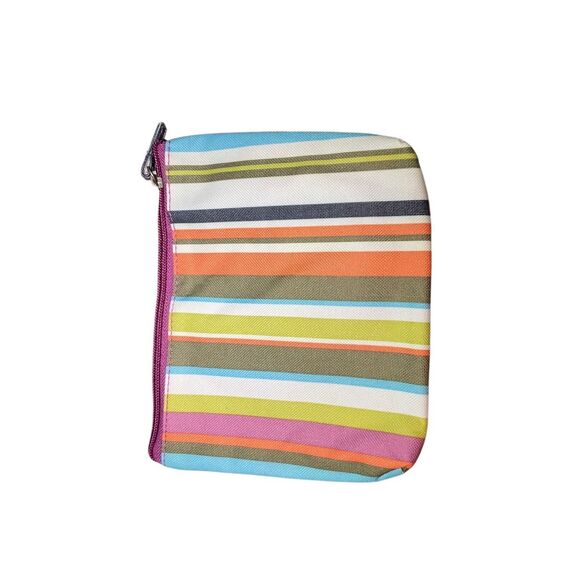 Unbranded Insulated Beach Tote Purple Green Orange Stripe Zip 16"x11.5" NWT - Picture 4 of 5